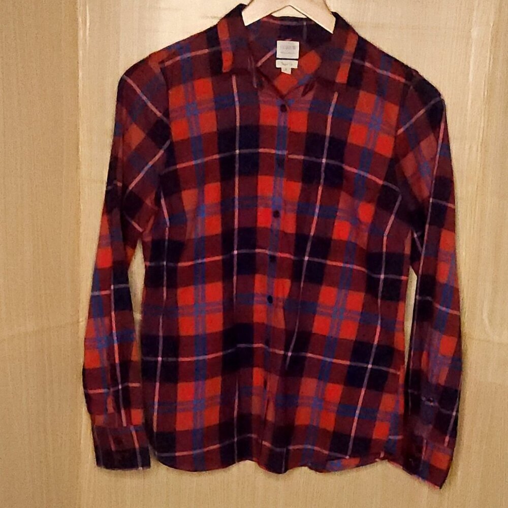 J. Crew Red Blue Plaid Perfect Fit Long Sleeve Button Down Medium